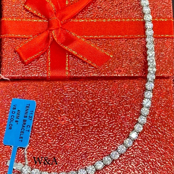 Brand New With Tags 11.37 CT SS Moissanite Diamond Tennis Bracelet - Picture 4 of 4